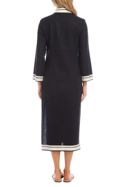 Karen Kane The St. Tropez Long Sleeve Linen Blend Midi Dress