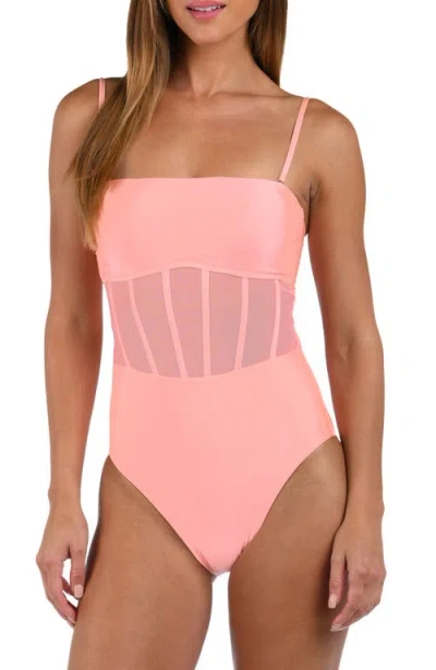 Sunshine 79 Solid Mesh Bandeau One-piece Swimsuit