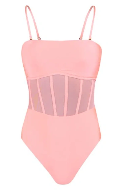Sunshine 79 Solid Mesh Bandeau One-piece Swimsuit