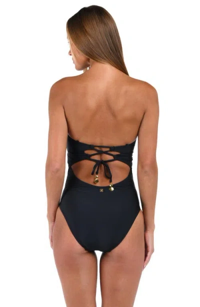Sunshine 79 Solid Mesh Bandeau One-piece Swimsuit