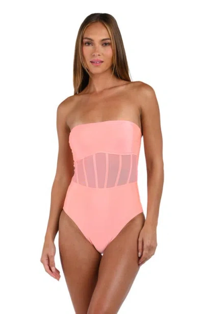 Sunshine 79 Solid Mesh Bandeau One-piece Swimsuit