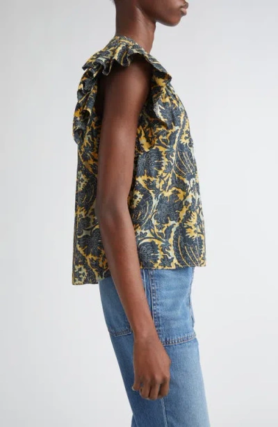 Ulla Johnson Sienna Flutter Sleeve Top Luna In Blue