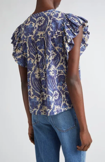 Ulla Johnson Sienna Flutter-sleeve Blouse In Brown