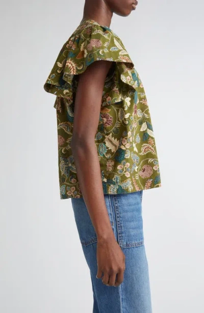 Ulla Johnson Perline Flutter-sleeve Floral Blouse