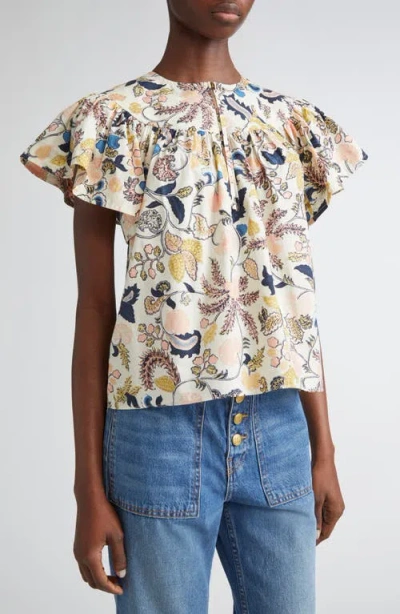 Ulla Johnson Perline Flutter Sleeve Top In White
