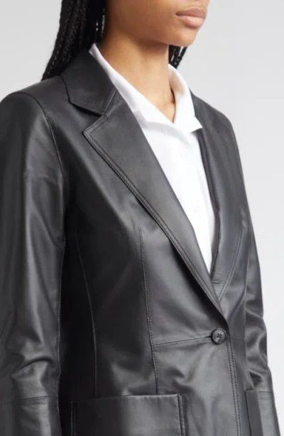 Lafayette 148 New York Patch Pocket Leather Blazer In Black