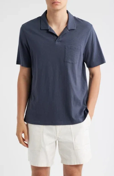 Treasure & Bond Lived In Johnny Collar Slub Cotton Pocket Polo In Multi