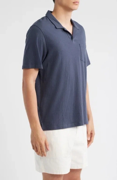 Treasure & Bond Lived In Johnny Collar Slub Cotton Pocket Polo In Multi
