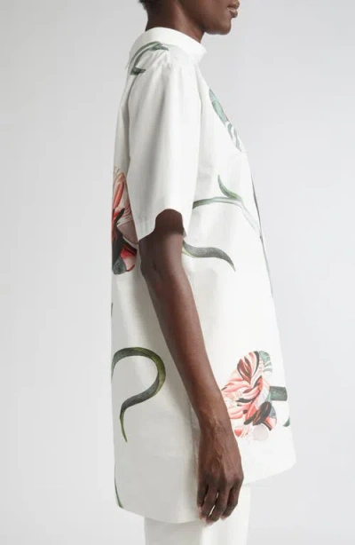 Giambattista Valli Oversize Rose Cotton High-low Top