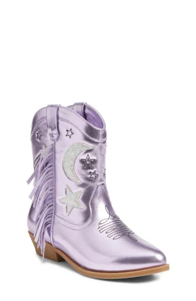 Tucker + Tate Cosmo Fringe Metallic Western Boot In Purple