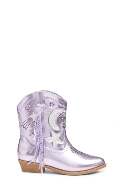 Tucker + Tate Cosmo Fringe Metallic Western Boot In Purple