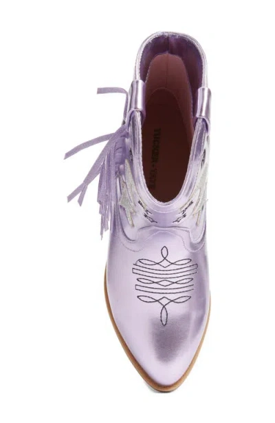 Tucker + Tate Cosmo Fringe Metallic Western Boot In Purple