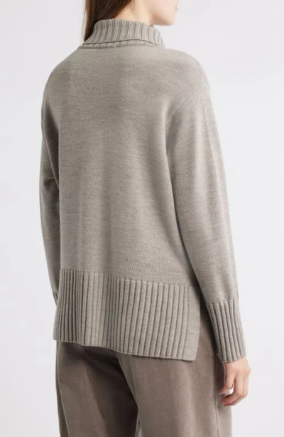 Eileen Fisher Turtleneck Merino Wool Sweater In Gray