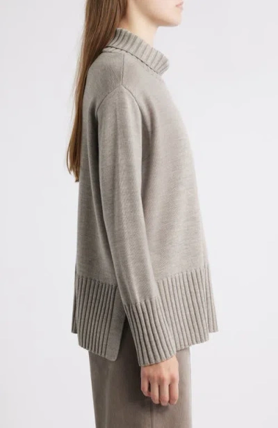 Eileen Fisher Turtleneck Merino Wool Sweater In Gray