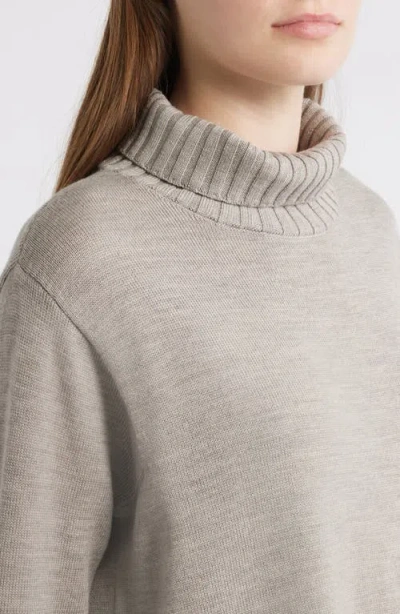 Eileen Fisher Turtleneck Merino Wool Sweater In Gray