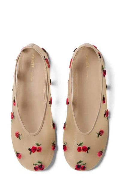 Khaite Marcy Raspberry-embroidered Mesh Flats