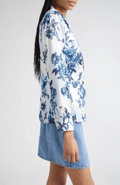 L Agence Painterly Floral Colin Double-breasted Blazer