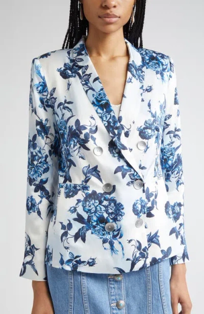 L Agence Painterly Floral Colin Double-breasted Blazer
