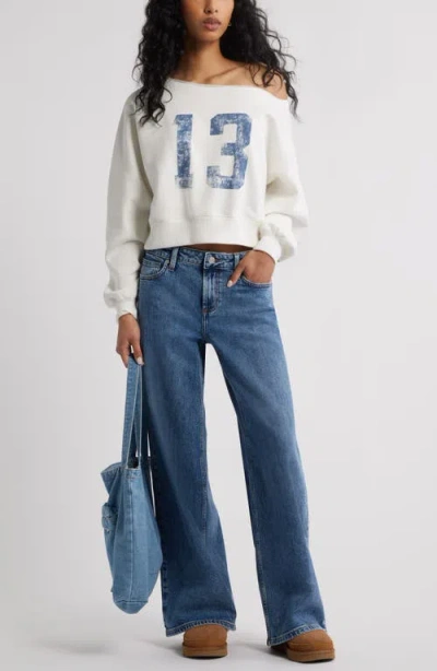 Bp. Off The Shoulder Crop Graphic Sweatshirt