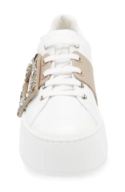 Roger Vivier Viv Skate Crystal Embellished Platform Sneaker In White