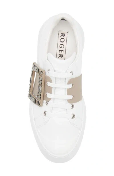 Roger Vivier Viv Skate Crystal Embellished Platform Sneaker In White
