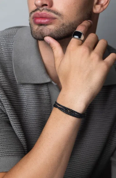 Nialaya Wrap Around Leather Bracelet In Black