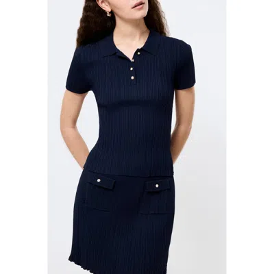 French Connection Crinkle Knit Slim Polo