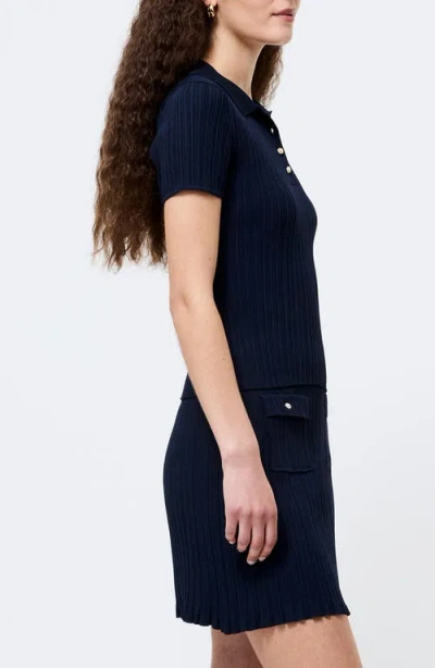 French Connection Crinkle Knit Slim Polo