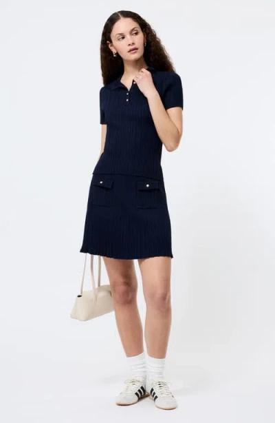 French Connection Crinkle Knit Slim Polo