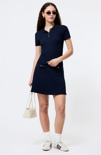 French Connection Crinkle Knit Slim Polo