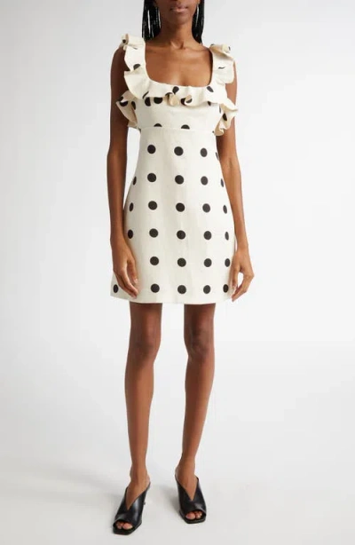 Zimmermann Print Ruffle Cutout Linen Minidress
