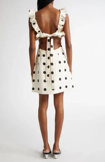 Zimmermann Print Ruffle Cutout Linen Minidress
