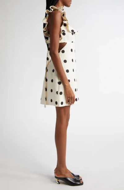 Zimmermann Print Ruffle Cutout Linen Minidress