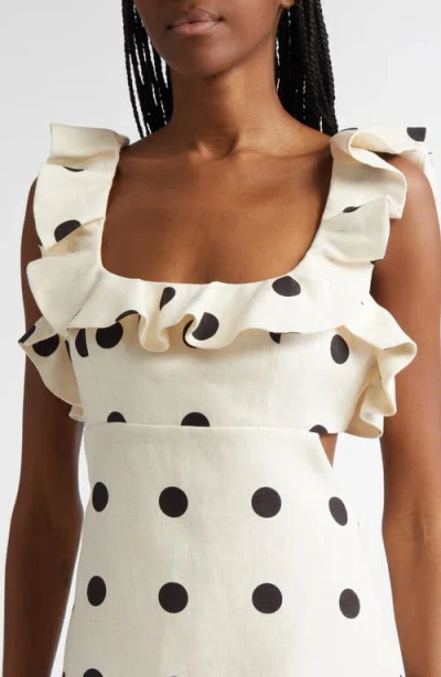 Zimmermann Print Ruffle Cutout Linen Minidress