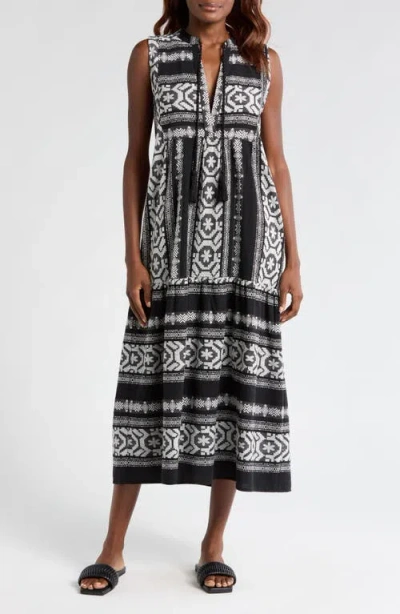 Elan Sleeveless Cotton Cover-up Midi Dress In Multi