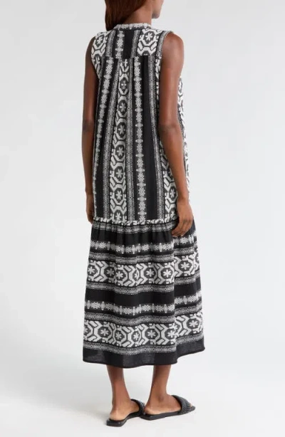 Elan Sleeveless Cotton Cover-up Midi Dress In Multi
