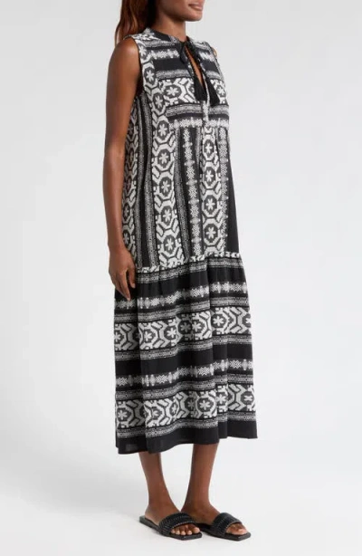 Elan Sleeveless Cotton Cover-up Midi Dress In Multi