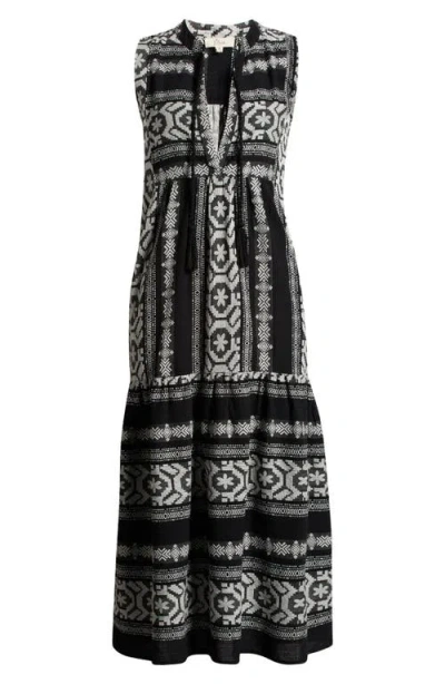 Elan Sleeveless Cotton Cover-up Midi Dress In Multi