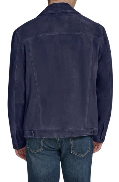 Cole Haan Suede Trucker Jacket In Blue