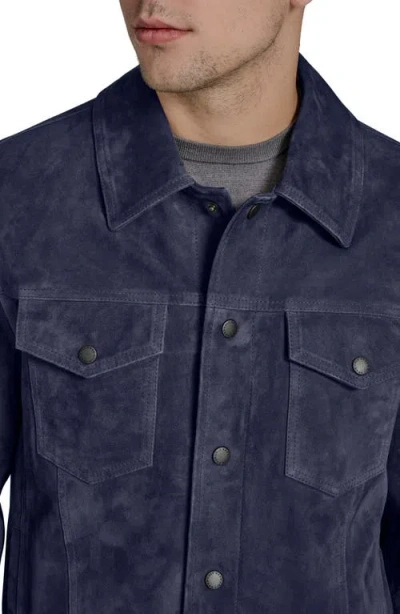 Cole Haan Suede Trucker Jacket In Blue