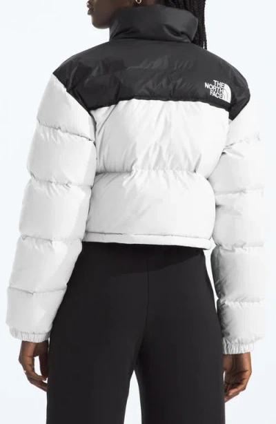 The North Face Nuptse Water Repellent 700 Fill Power Down Short Puffer Jacket In White