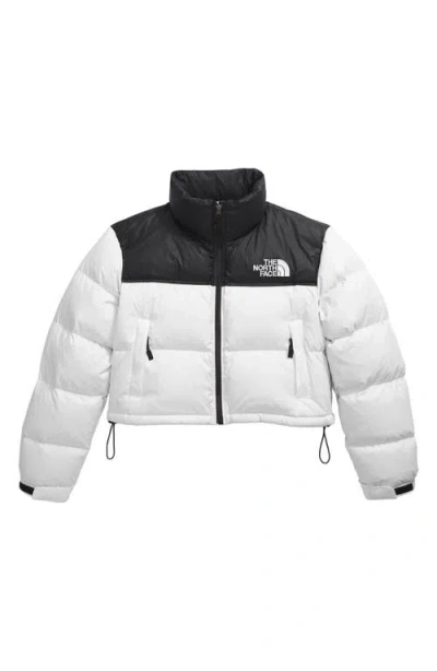 The North Face Nuptse Water Repellent 700 Fill Power Down Short Puffer Jacket In White