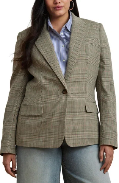 Ralph Lauren Lauren  Glen Plaid Cotton Blend Twill Blazer