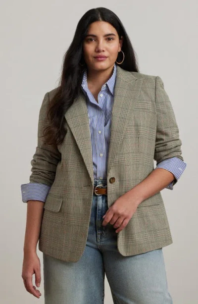 Ralph Lauren Lauren  Glen Plaid Cotton Blend Twill Blazer