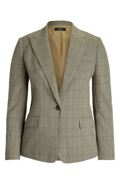 Ralph Lauren Lauren  Glen Plaid Cotton Blend Twill Blazer