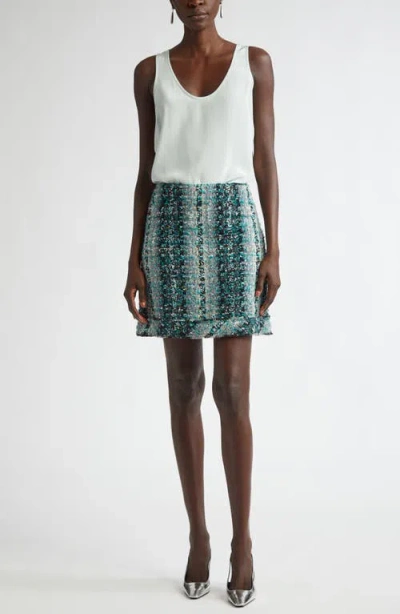 St John St. John Collection Foiled Eyelash Tweed Miniskirt