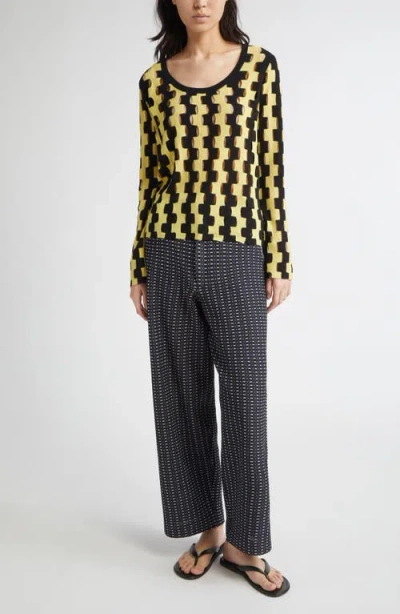 Zankov Charlie Geo Jacquard Straight Leg Pants In Gray