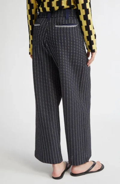 Zankov Charlie Geo Jacquard Straight Leg Pants In Gray