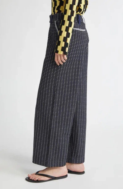 Zankov Charlie Geo Jacquard Straight Leg Pants In Gray