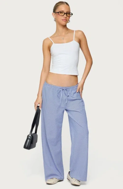 Edikted Olivia Stripe Relaxed Fit Drawstring Pants In Blue